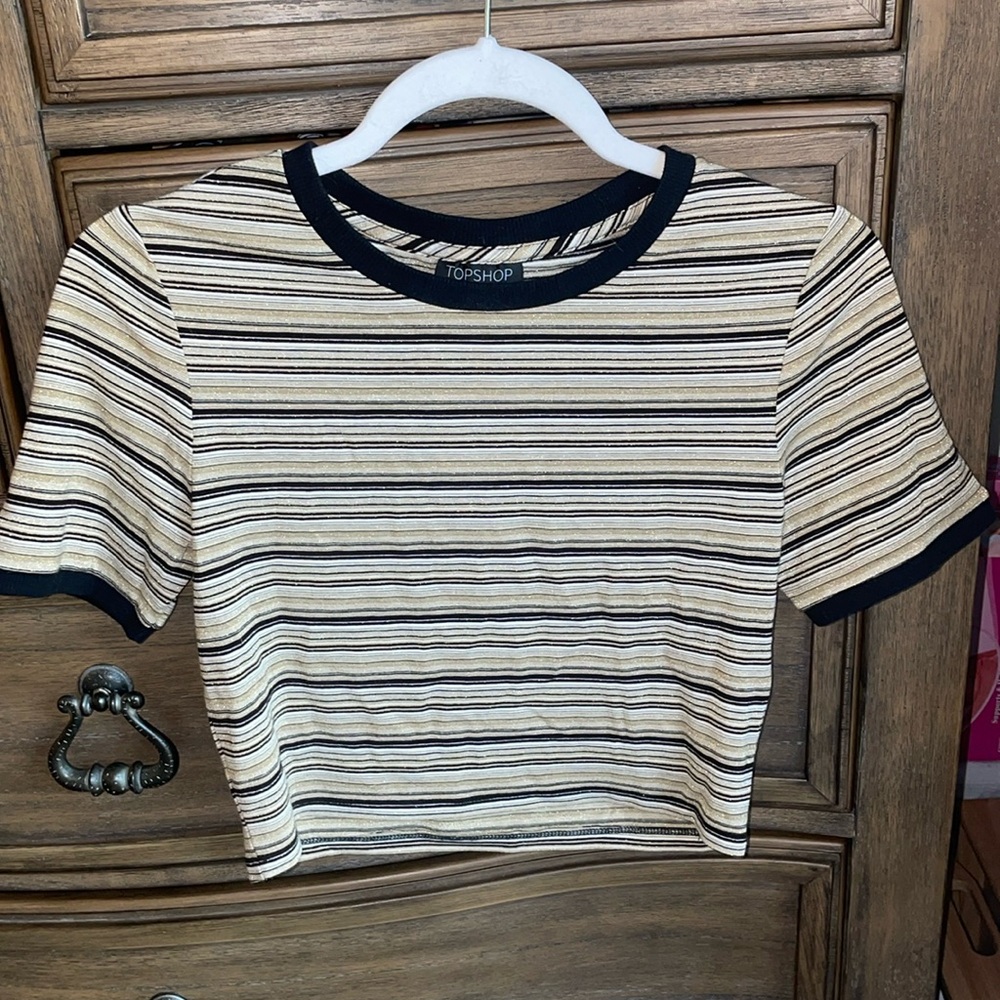 Topshop NWT metallic cropped tee
